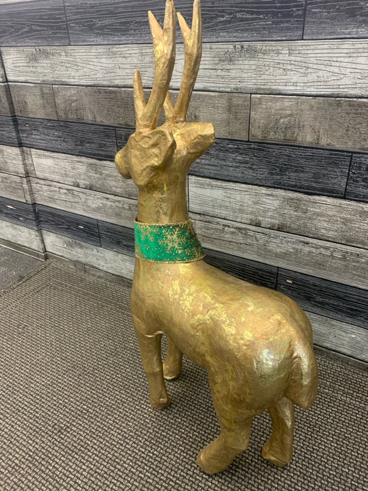 GOLD PAPER MACHE REINDEER.