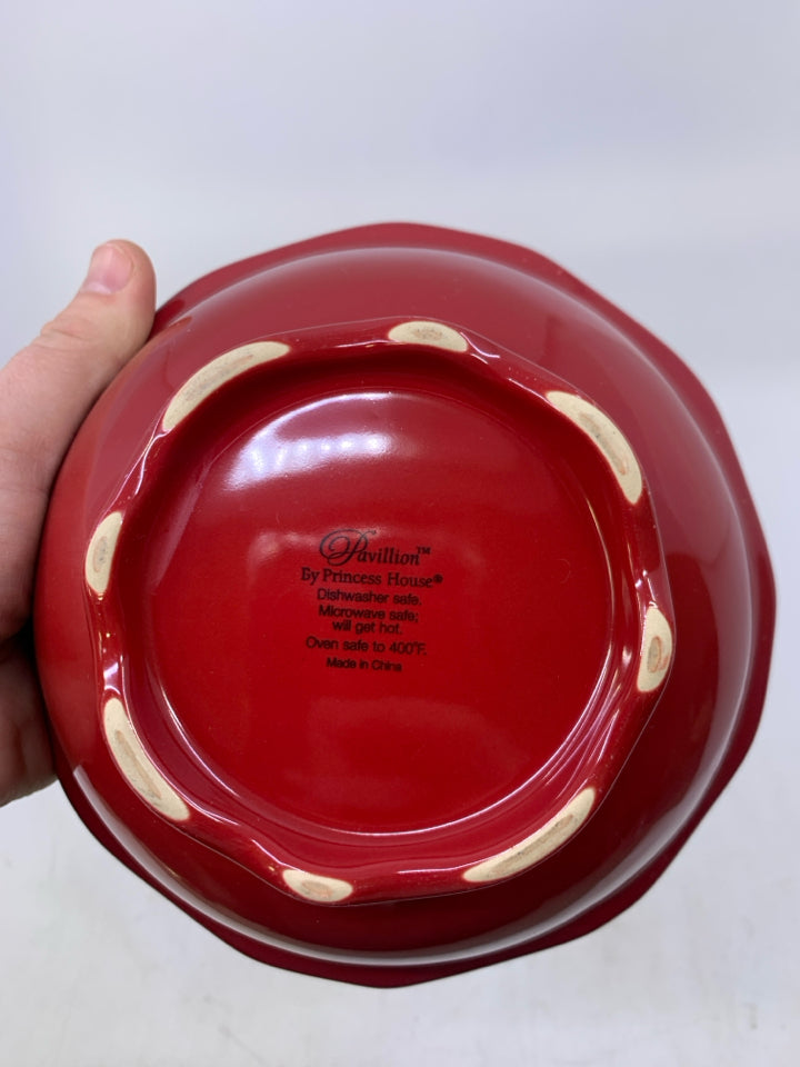 OVEN SAFE FOOTED BOWL W/ BEADED EDGE PAVILLION.