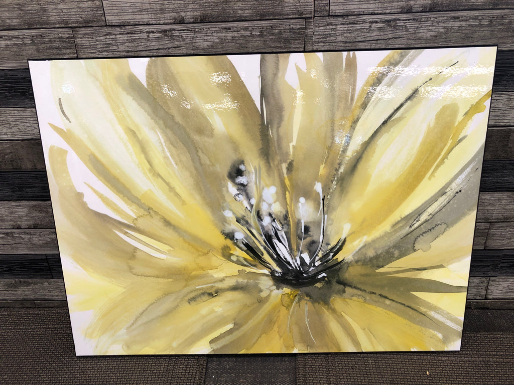 YELLOW FLORAL GLOSS WALL-ART.