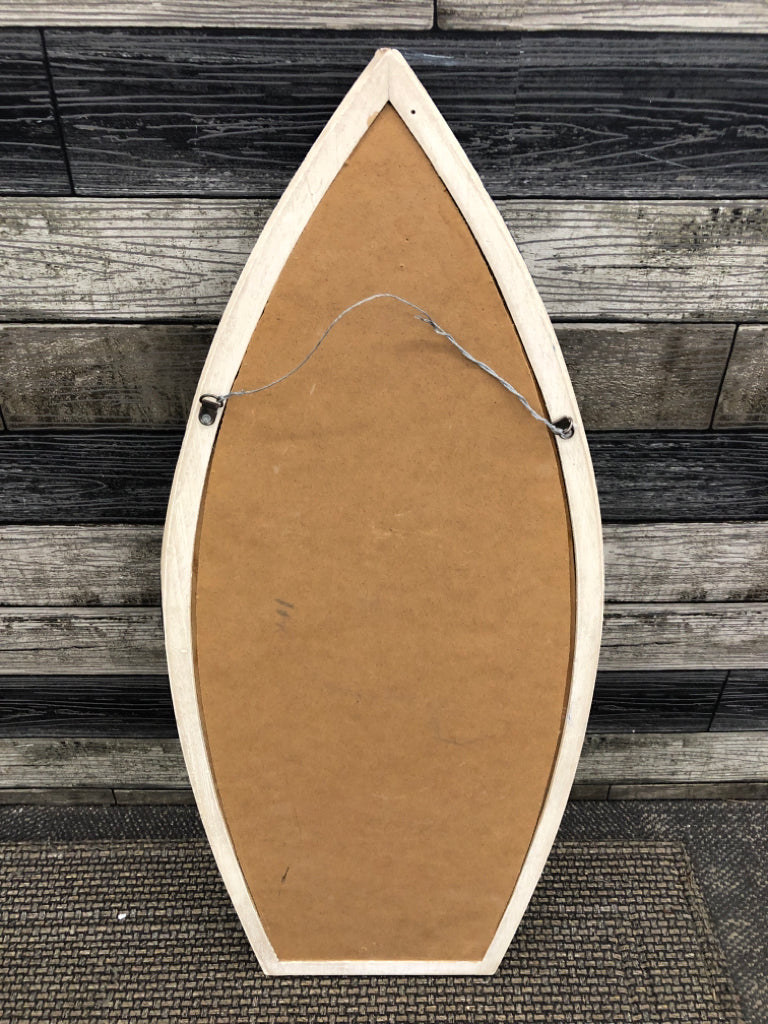 WOOD ROW BOAT FRAMED MIRROR.