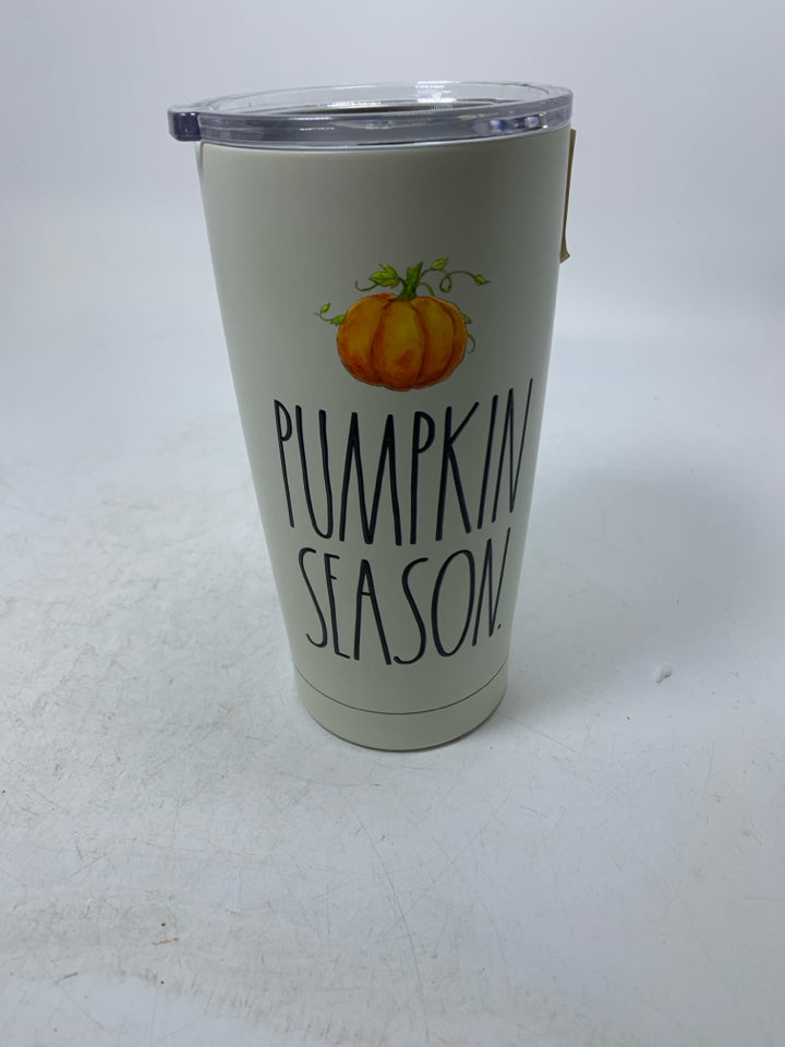 NEW WHITE REA DUNN PUMPKIN SEASON TRAVEL MUG.