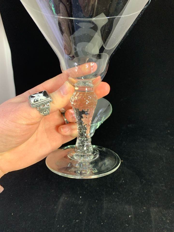 2 MARTELLO MARTINI GLASS W/ HAMMERED STEMS.