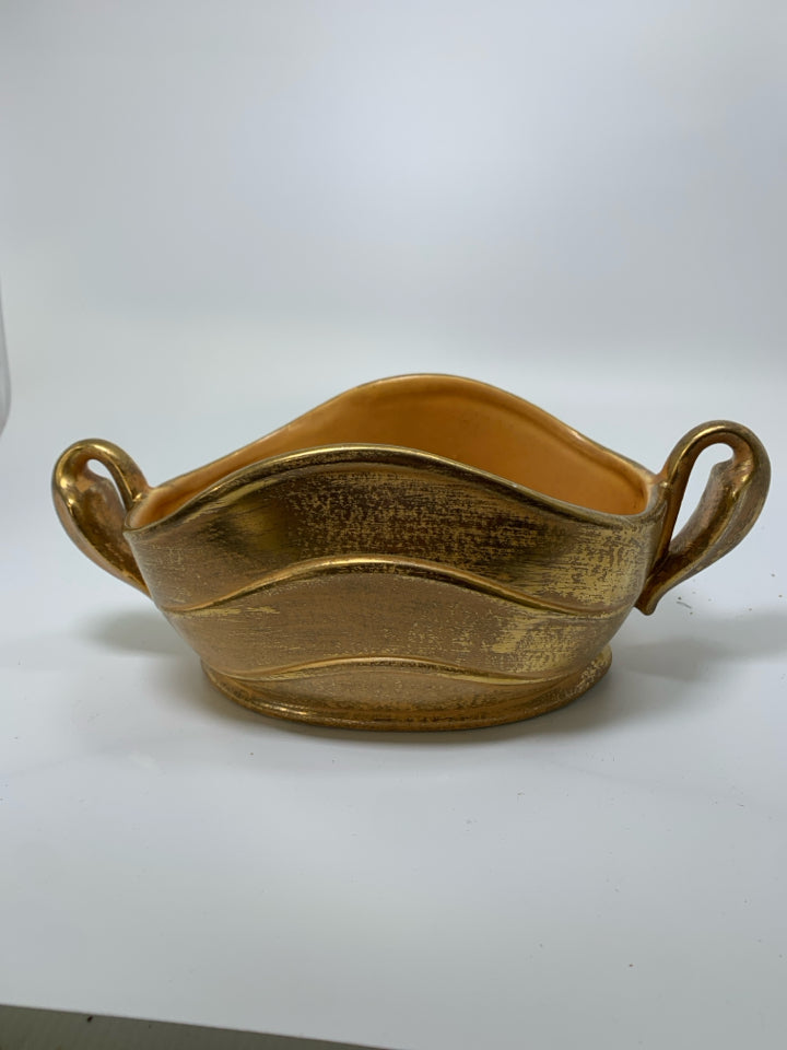 VTG OVALL GRANADA GOLD PLANTER W/ DOUBLE HANDLES.