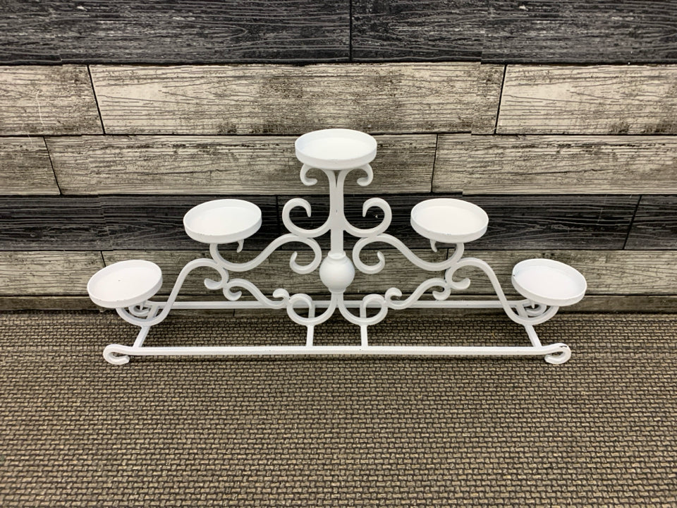 WHITE 5 SECTION PILLAR CANDLE HOLDER.
