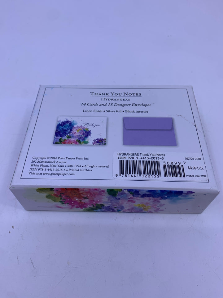 NIB HYDRANGEA THANK YOU CARDS.