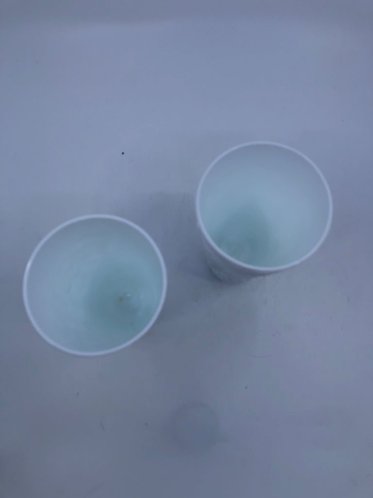 2 VTG MILK GLASS DRINKING GLASSES.