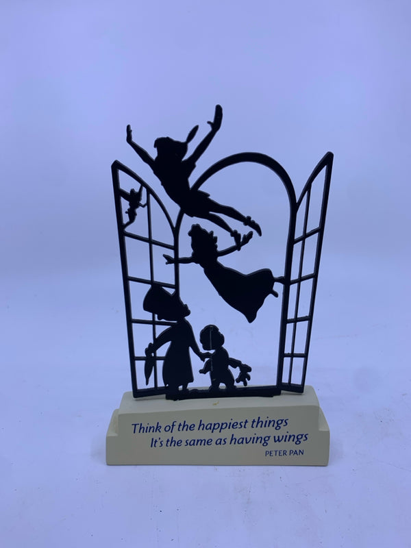 BLACK METAL PETER PAN THEME FLYING OUT THE WINDOW PLAQUE.