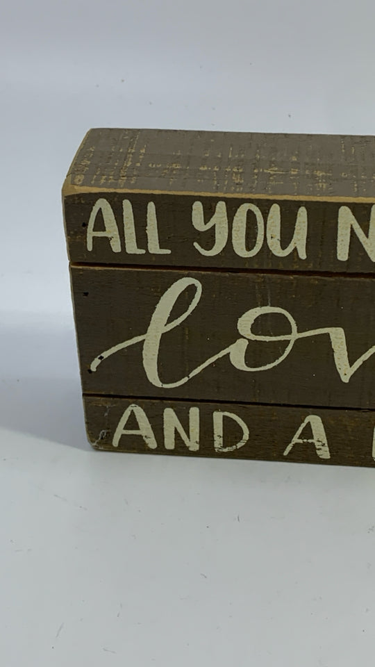 ALL YOU NEED IS LOVE AND A DOG BLOCK DECOR.