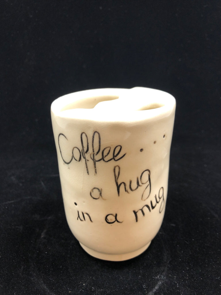 CERAMIC NO HANDLE TRAVEL COFFEE MUG.