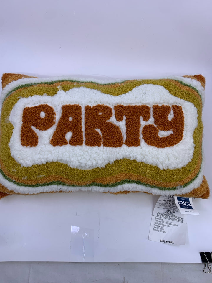 PARTY/STUDY PILLOW- ORANGE AND WHITE.