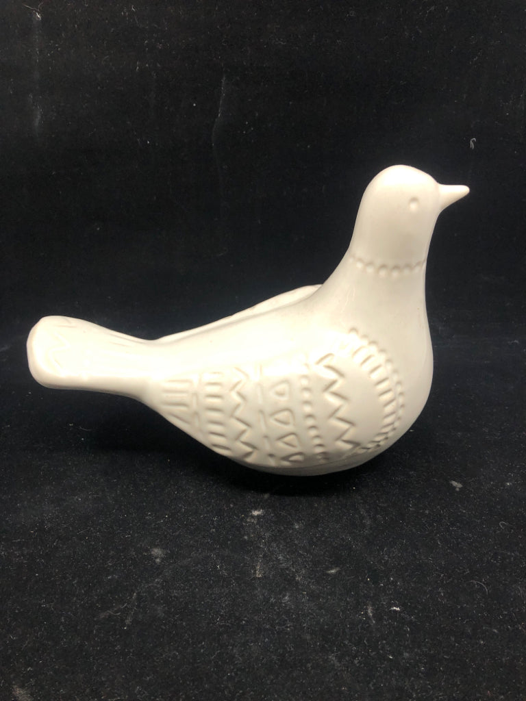 WHITE CERAMIC BIRD.