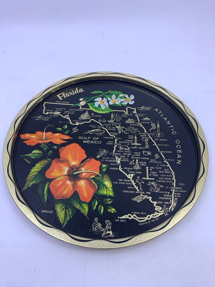 CIRCLE FLORIDA THEME METAL TRAY.