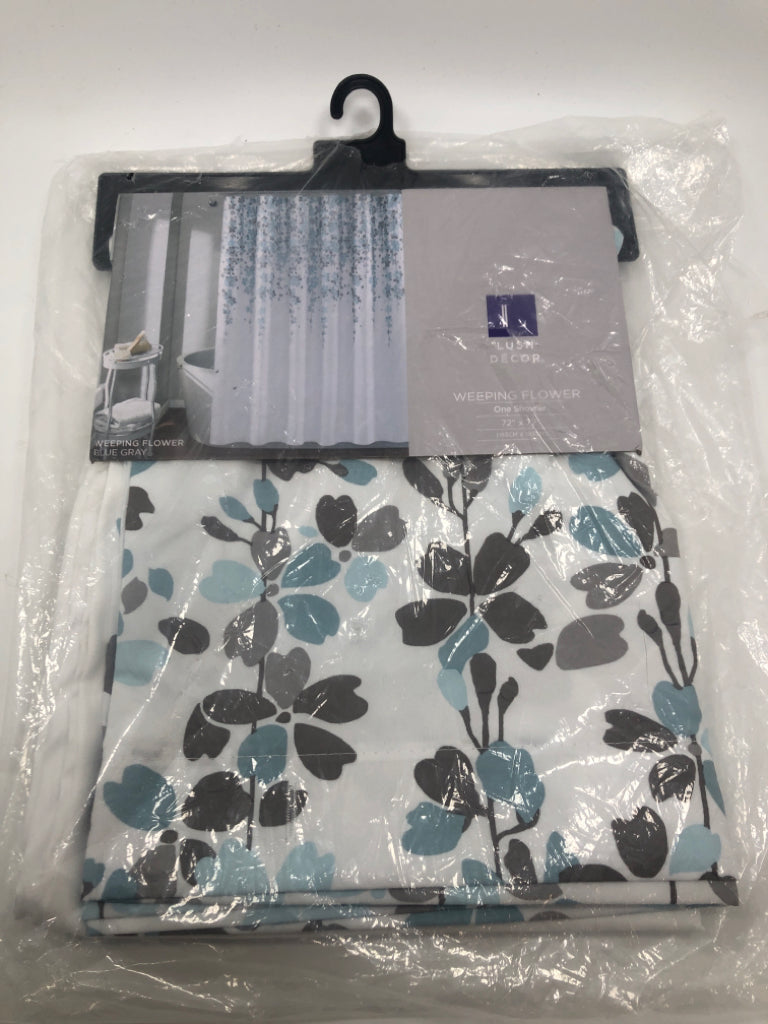 NIP BLUE FLOWER SHOWER CURTAIN.