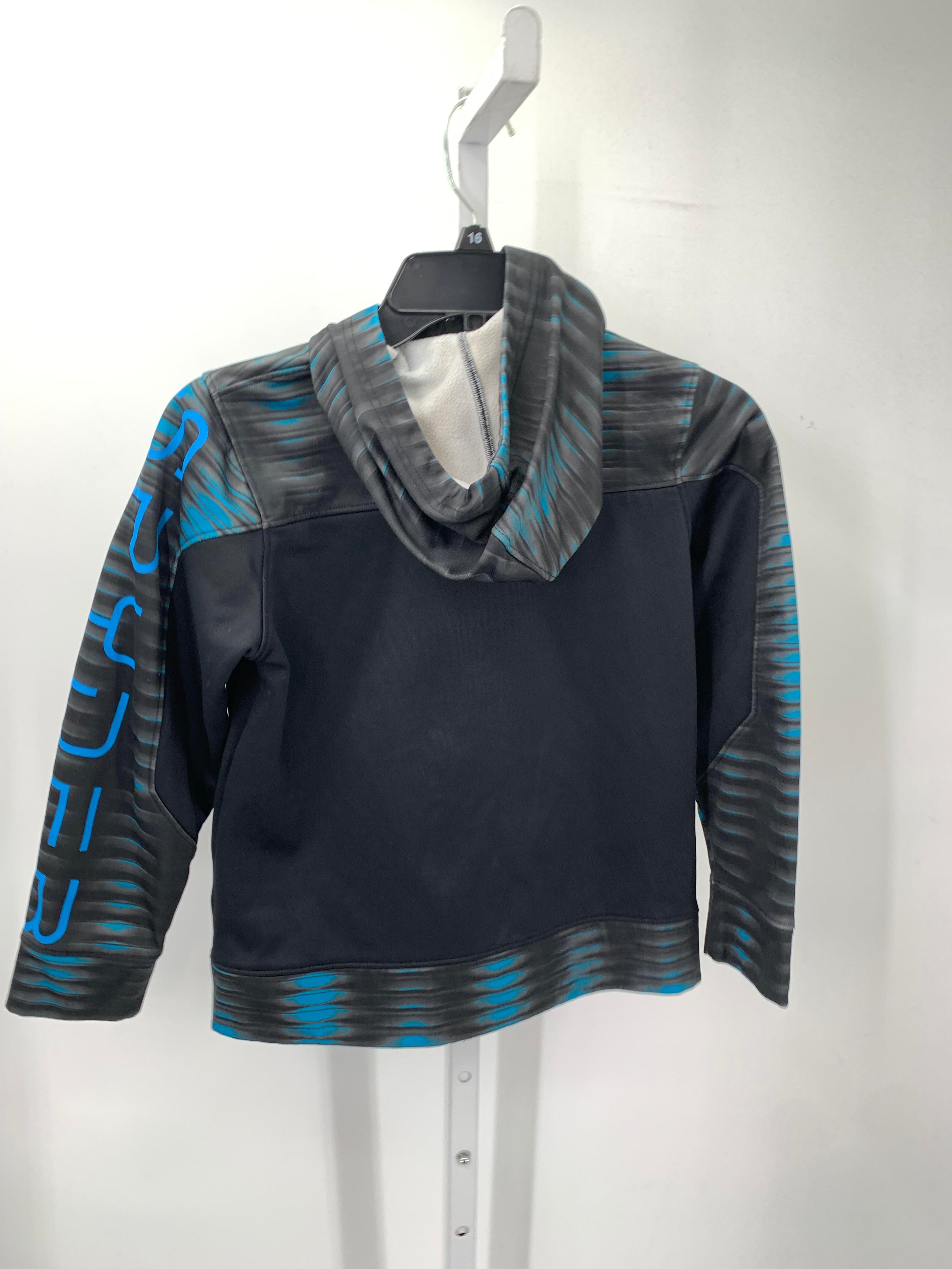 BLUE HOODED ZIP KNIT