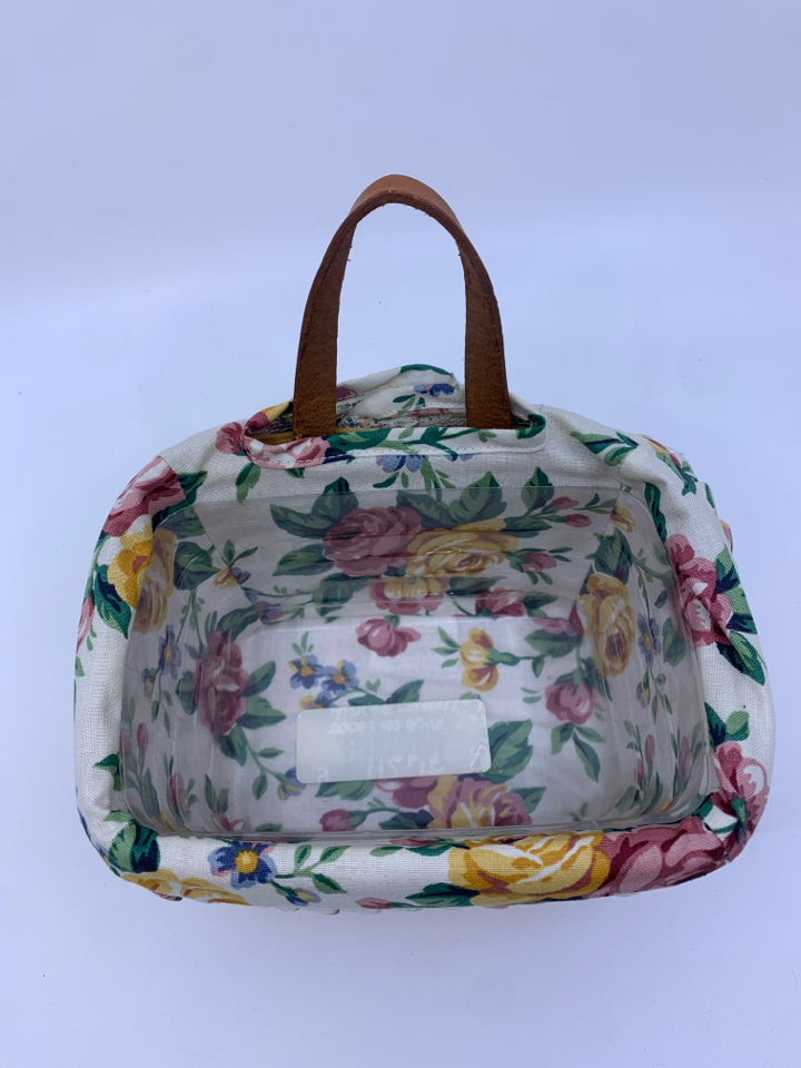WALL HANGING BASKET W FLORAL LINER+ PROTECTOR.
