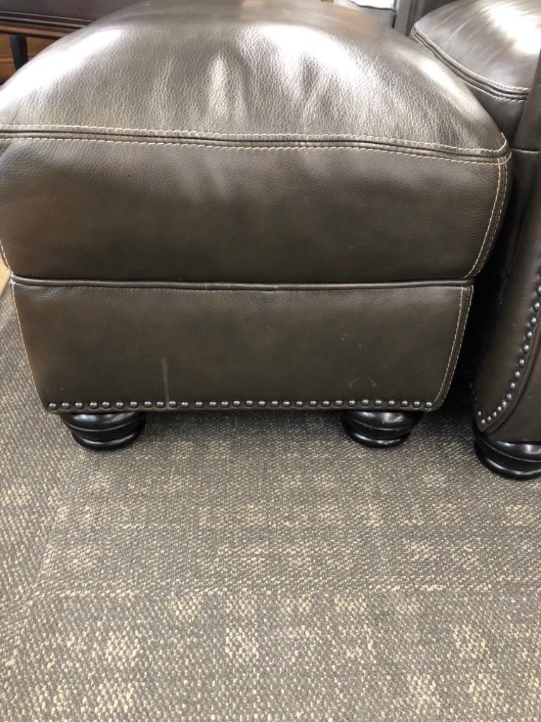 LEATHER LOUNGE CHAIR + OTTOMAN.