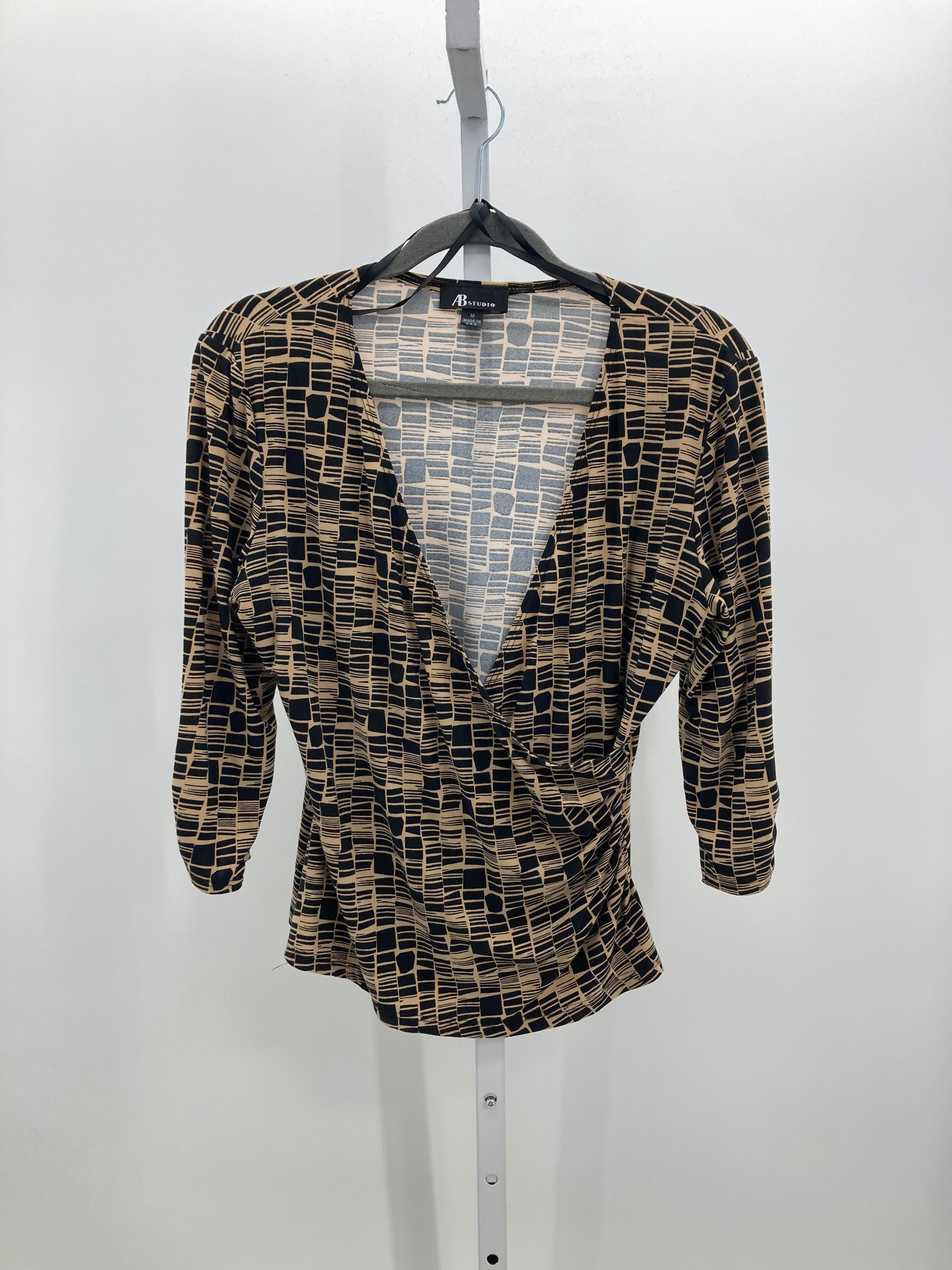 Ab Studio Size Medium Misses 3/4 Sleeve Shirt