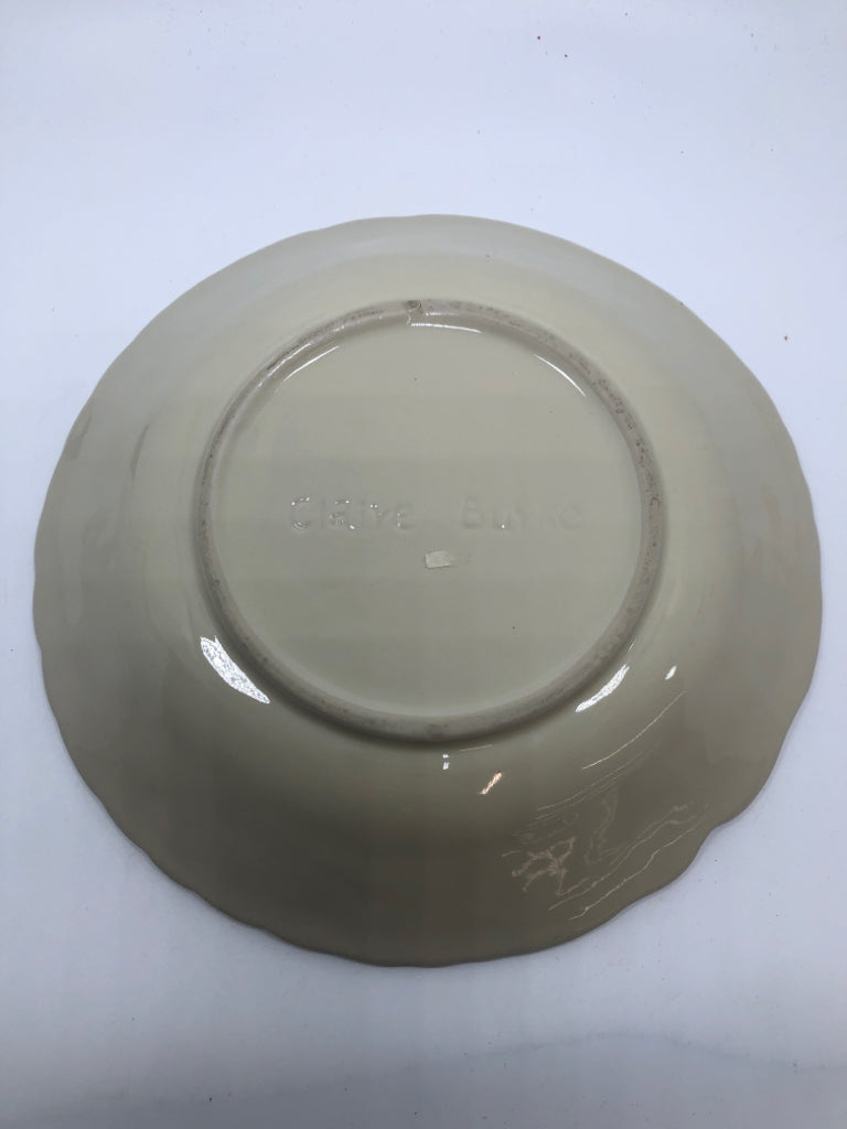 CREAM COLOR SERVING PLATE W/FLORAL RIM.