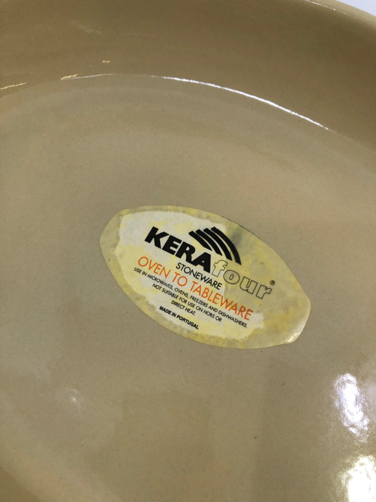 KERAFOUR OVAL STONEWARE W/ORANGE GRADIENT.