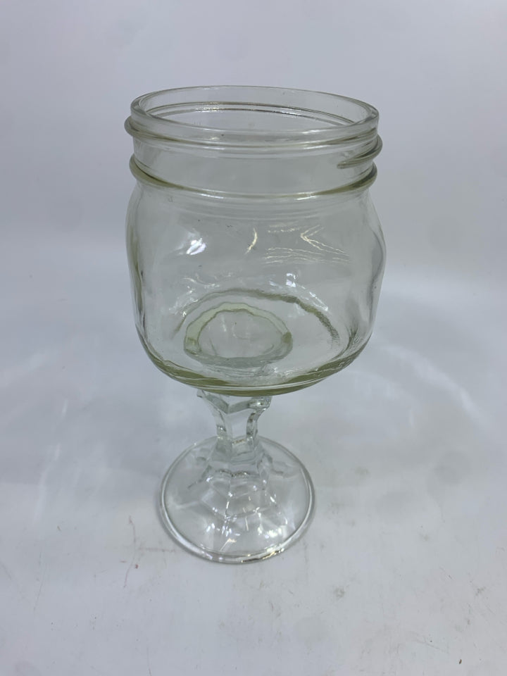 MASON JAR WINE GLASS.