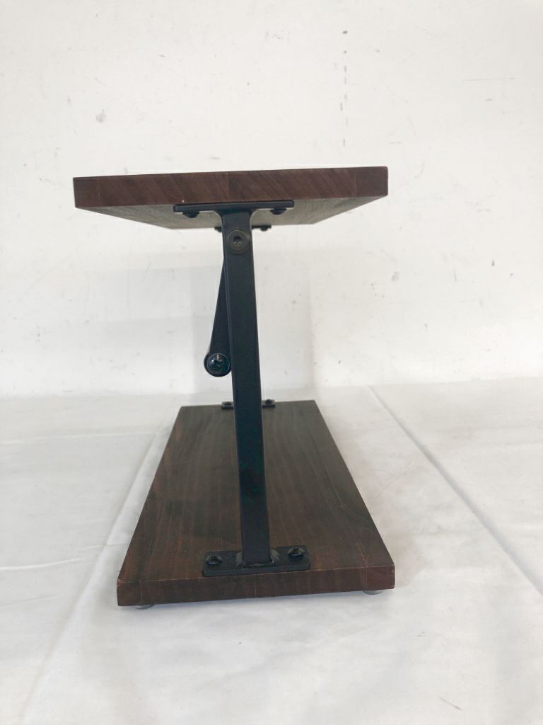 DARK WOOD/ METAL COUNTER PAPER TOWEL HOLDER.