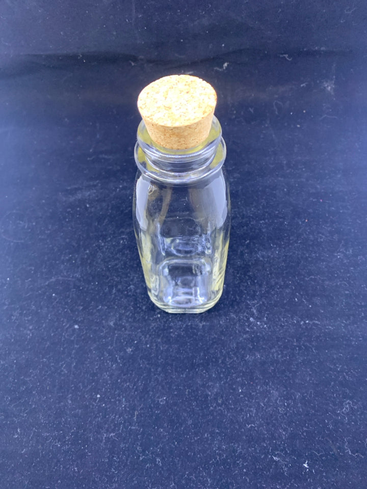 GLASS EMPTY BOTTLE CORK TOP.