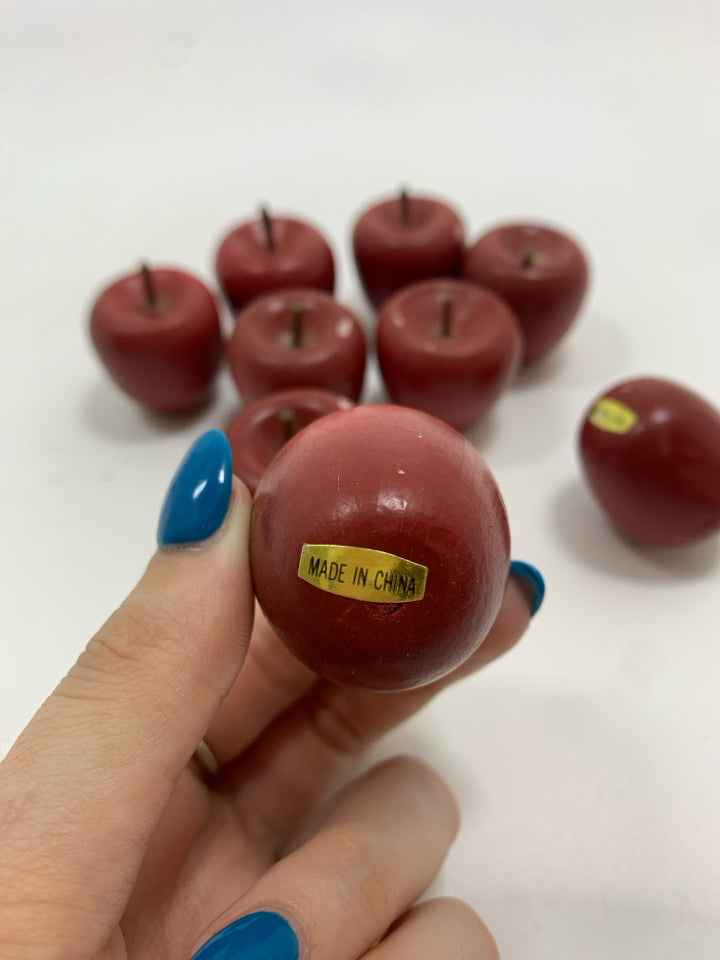 BAG OF SMALL WOODEN APPLES.
