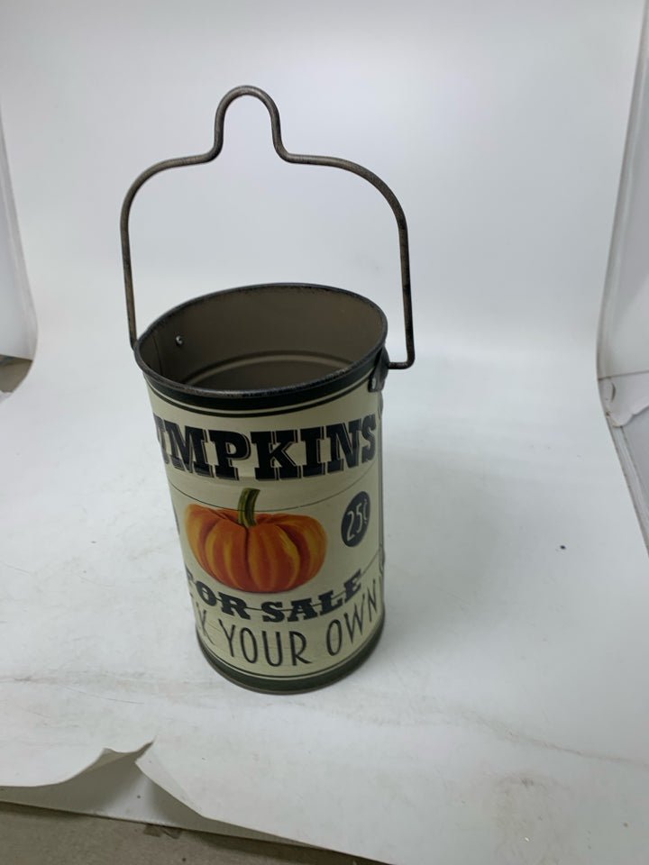 CYLINDER PUMPKINS 25 CENTS METAL BUCKET.