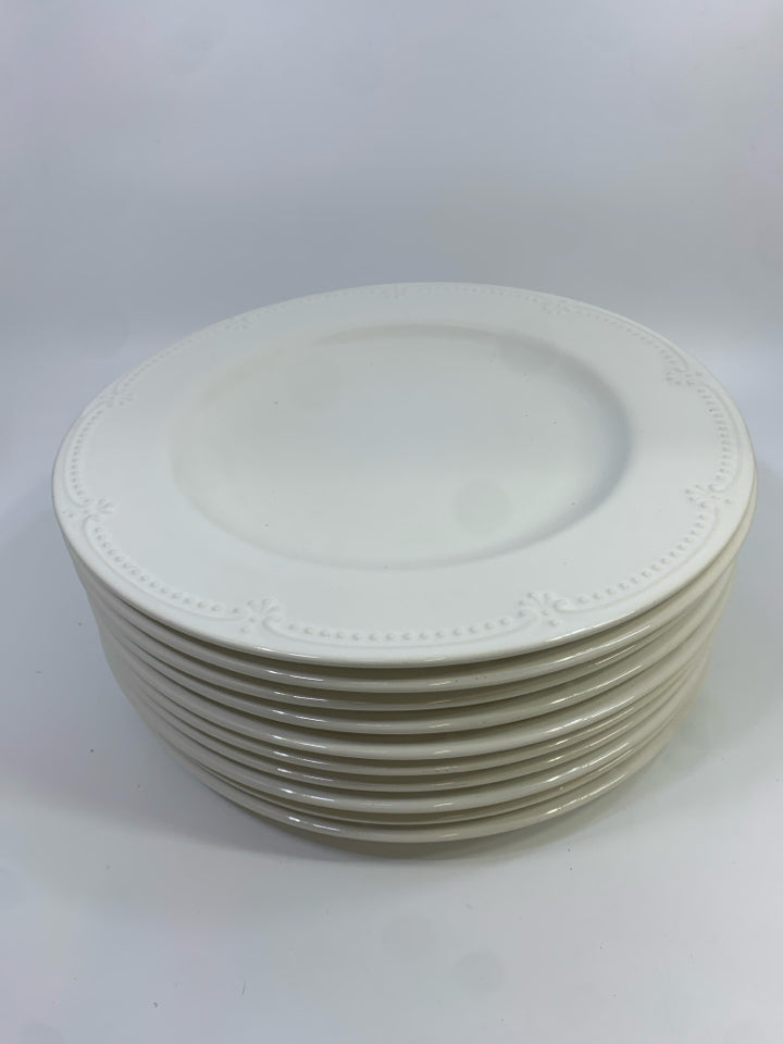 10PC PFALTZGRAFF PEARL BROCADE DINNER PLATES.