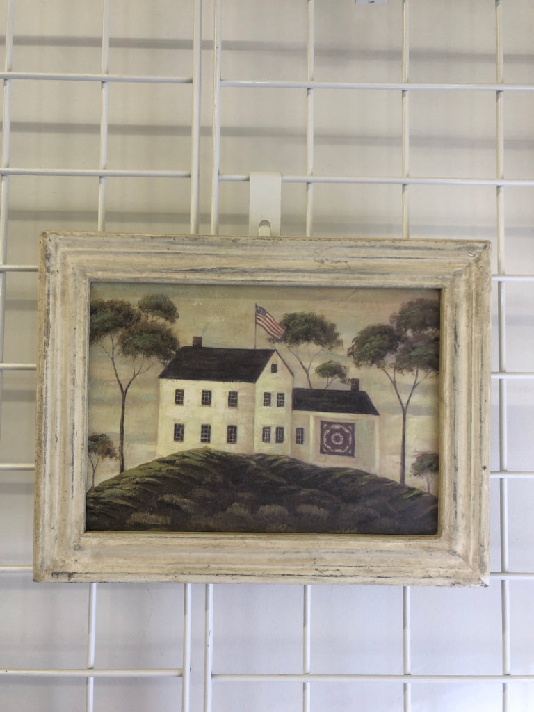 WHITE HOUSE IN WHITE FRAME WALL ART.