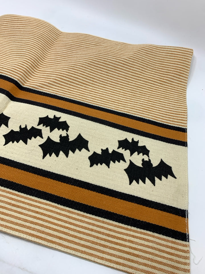 4 ORANGE/WHITE STRIPE BLACK BAT CLOTH PLACEMATS.