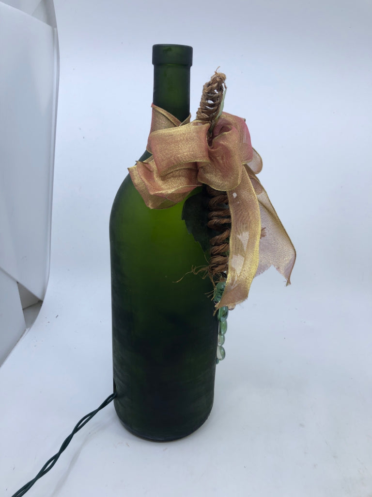 GREEN FROSTED LIGHT UP WINE BOTTLE.