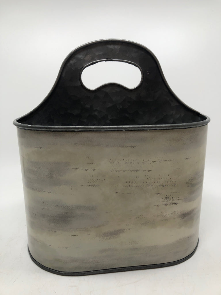 BIRD THEMED 2 SECTION GALVANIZED BUCKET.