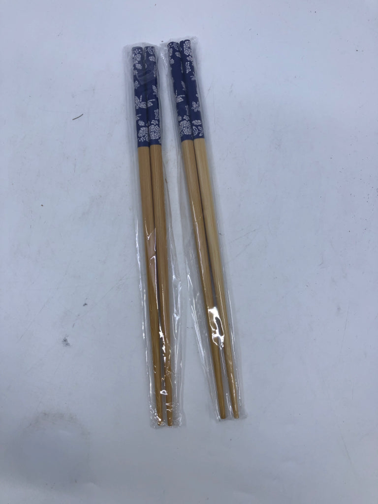 2 PAIR NIP WOODEN CHOP STICKS.