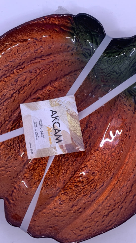 4PK GLASS PUMPKIN DESSERT PLATES.