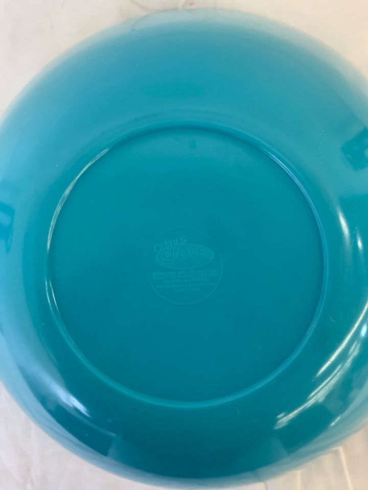 CITRUS GROVE TEAL PLASTIC BOWL.