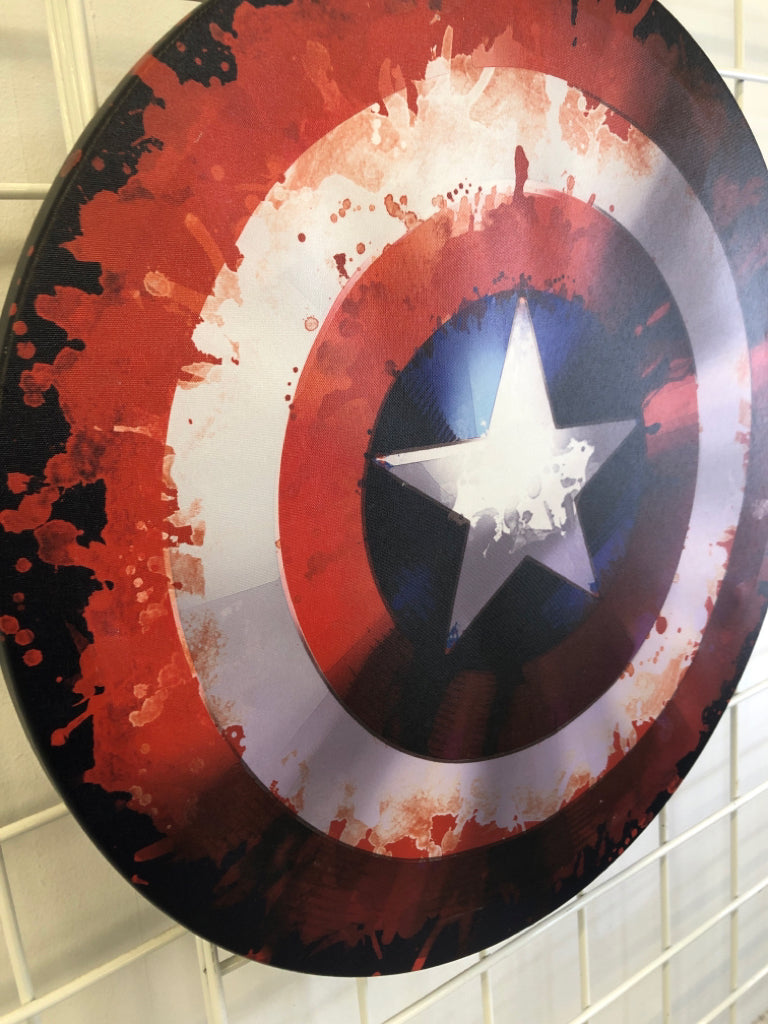 ROUND IRON MAN SHIELD CANVAS WALL ART.