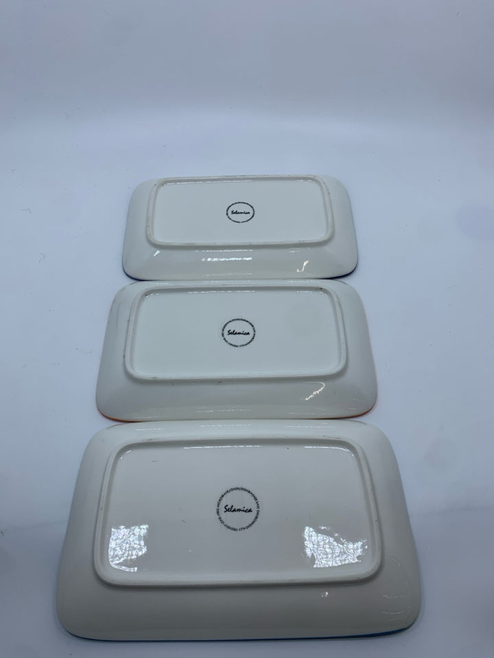 3PC SELAMICA MULTI-PATTERN CERAMIC PLATE.