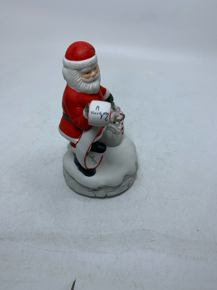 SANTA READING A LIST MUSIC BOX.