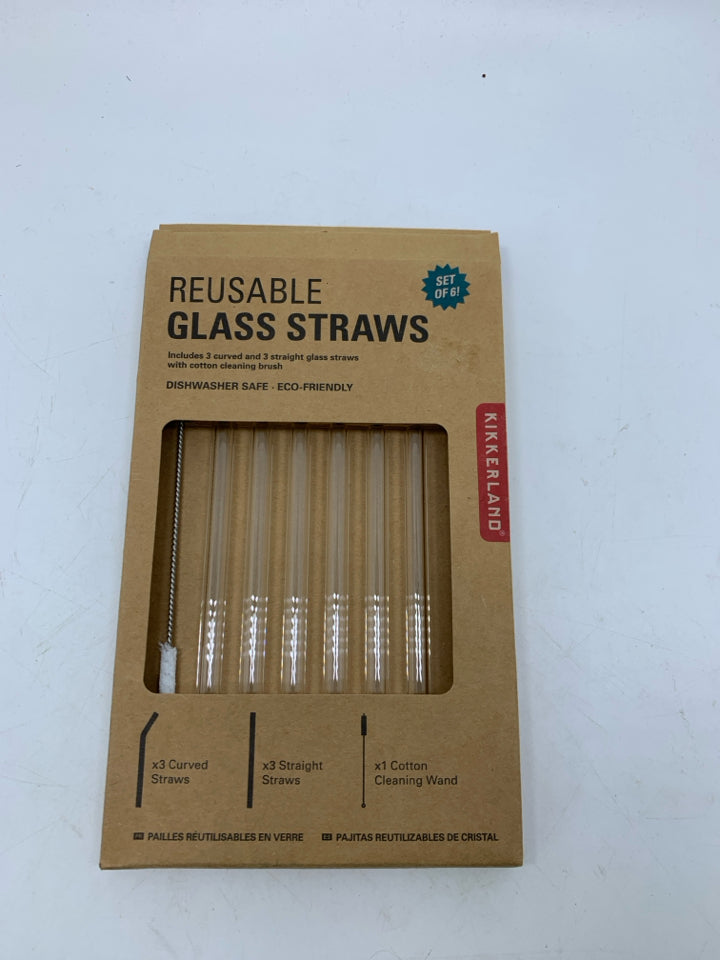 NIP 6 PCK OF GLASS STRAWS.