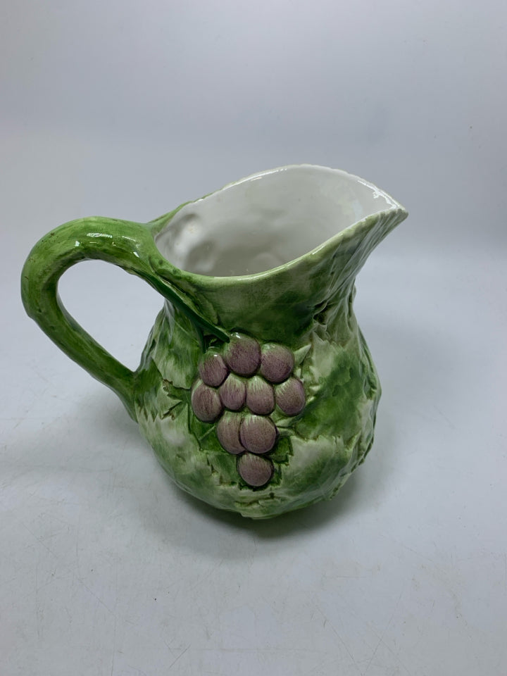 VTG EMBOSSED GRAPES CERAMIC PITCHER MADE IN ITALY SAN MARCO NOVE.