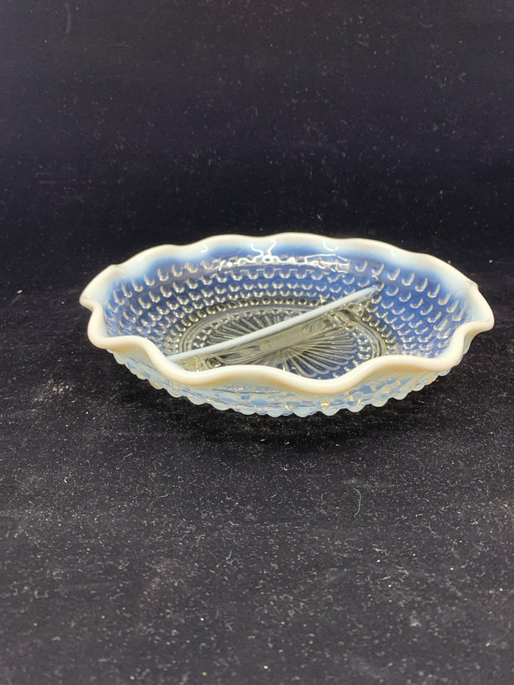 VTG HOBNAIL WHITE WAVY EDGE DIVIDED DISH.