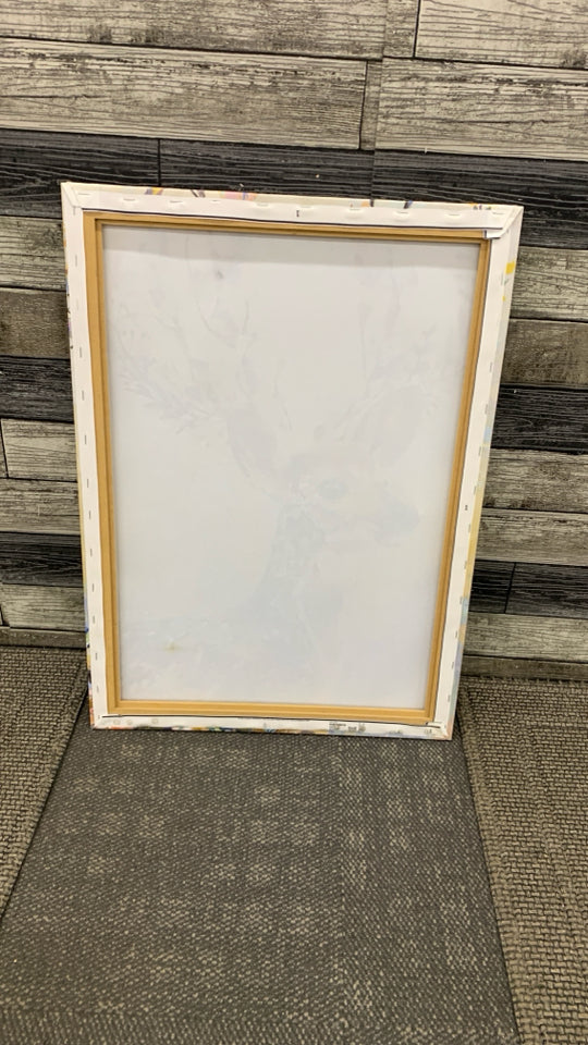 COLORFUL FLORAL DEER SIDE PROFILE CANVAS.