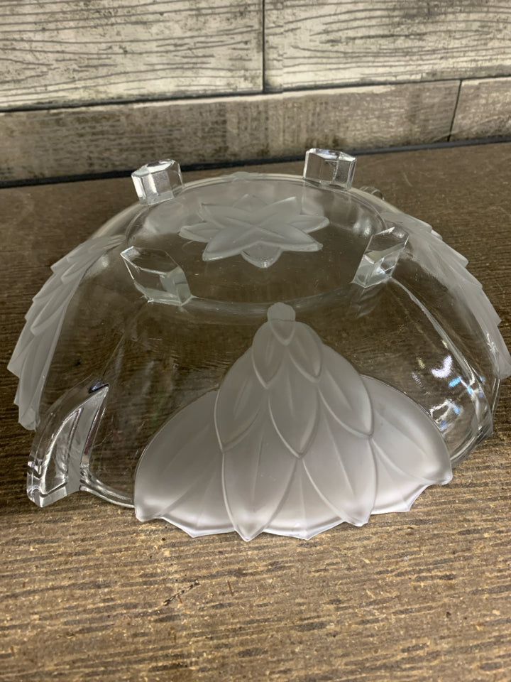 VTG FOOTED CRYSTAL FROSTED ETCHED BOWL.