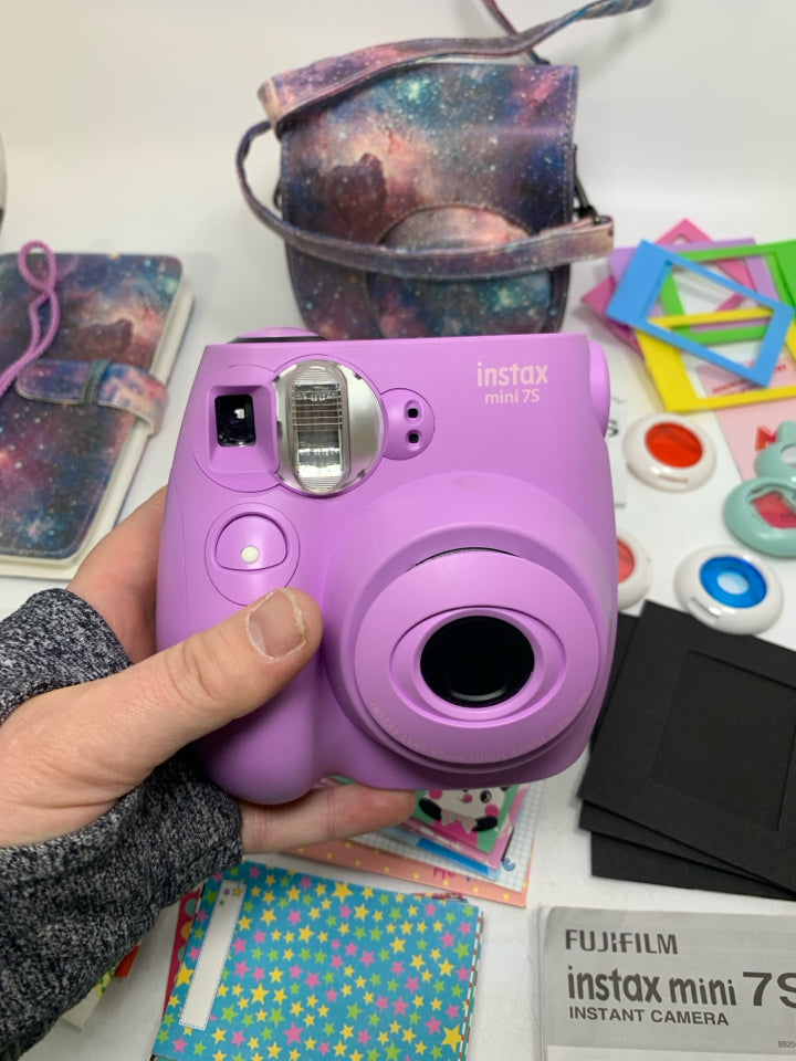 FUJiFilm Instax Mini 7S Instant Camera w/ Galaxy Pattern Carry Bag & Accessories