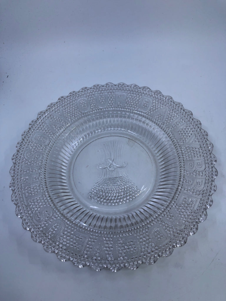 VTG "OUR DAILY BREAD" HOBNAIL PLATE.
