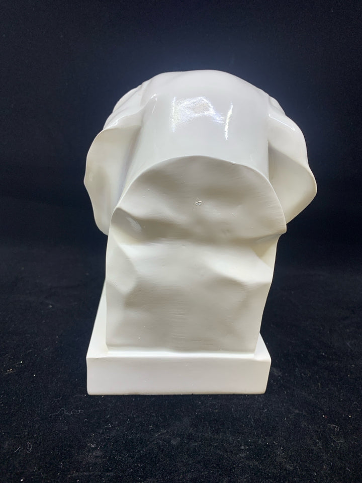 1-WHITE DOG HEAD BOOKEND/SHELF DECOR.