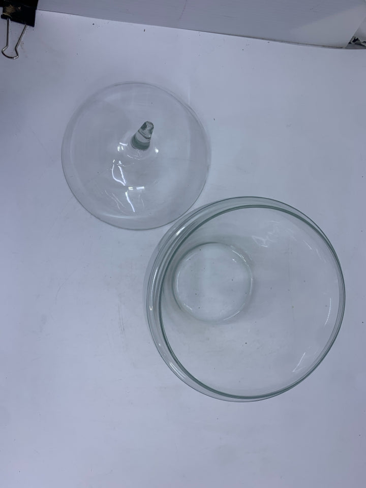 GLASS APPLE SHAPED CANISTER/ COOKIE JAR.