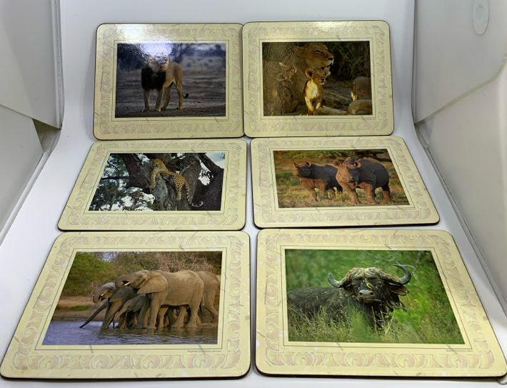 6PC THE BIG5 ANIMAL PLACEMATS IN BOX.