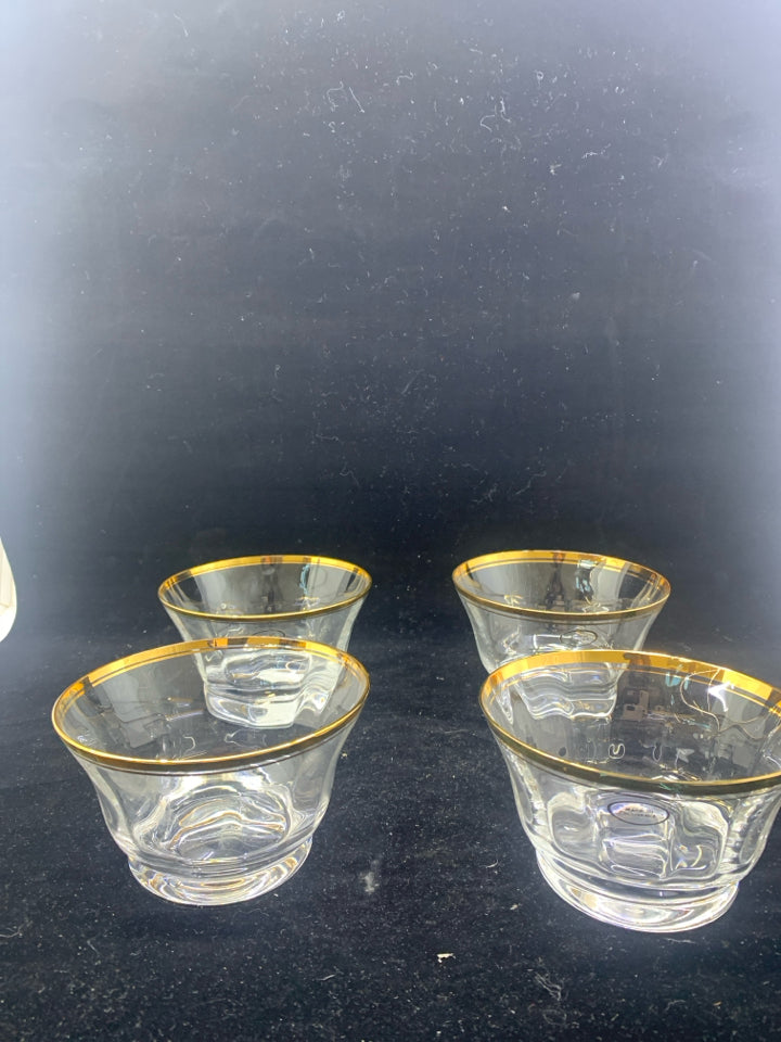 4 JAMESTOWN GOLD GLASS BOWLS.